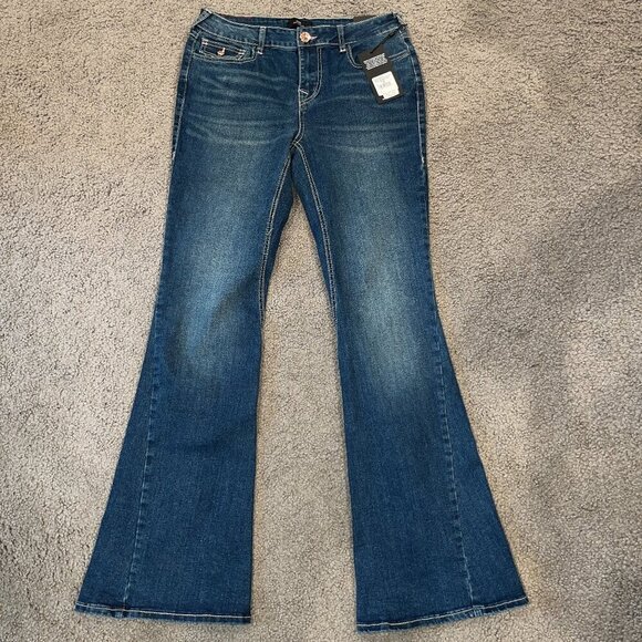 TRUE RELIGION JOEY MID RISE FLARE - New with Tags - Medium Harvest Wash -Size 29